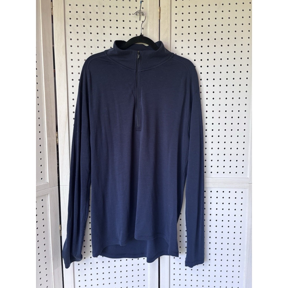 Smartwool Long SLV 1/4 Zip Base Layer Merino Wool Shirt Navy Blue Men's XXL